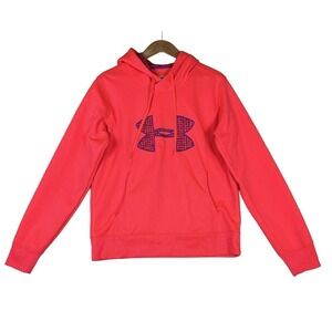 Under Armour Womens Hoodie Storm Sz L Neon Pink Logo Sweatshirt‎ Pocket